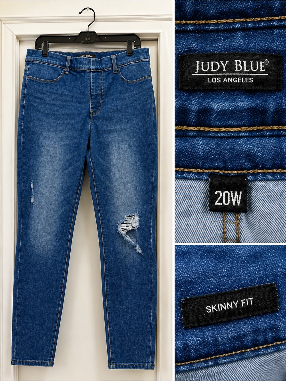 Judy Blue Skinny Fit Distressed Jeans Women’s Plus Size 20W Medium Wash